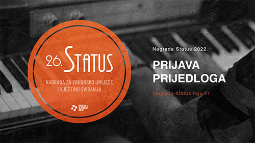 Nagrada Status 2022 - prijava prijedloga završava u petak 18. veljače 2022. u 12:00 sati