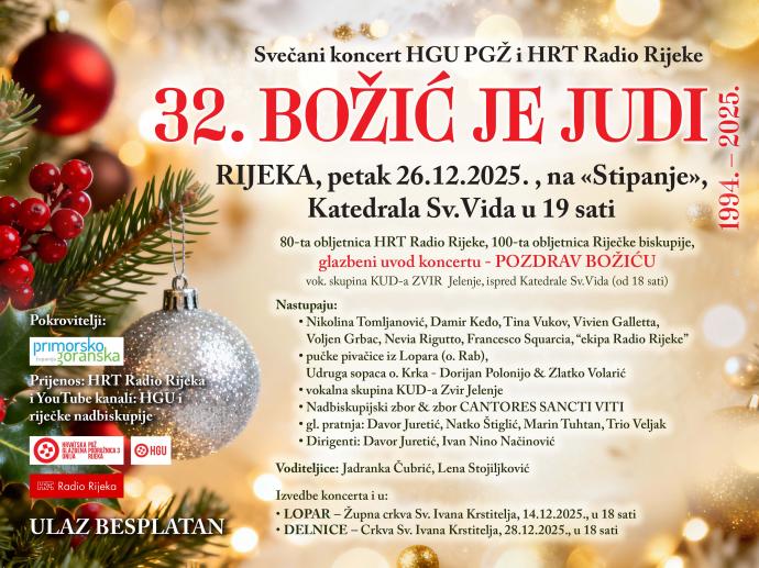 Tradicionalni koncert "Božić je judi" slavi svoju 32. godišnjicu (1994. - 2025.)