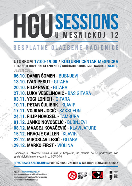 HGU SESSIONS - besplatne glazbene radionice u Mesničkoj 12 u Zagrebu!